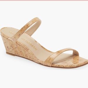 Stuart Weitzman Tan Cork Wedge Sandals